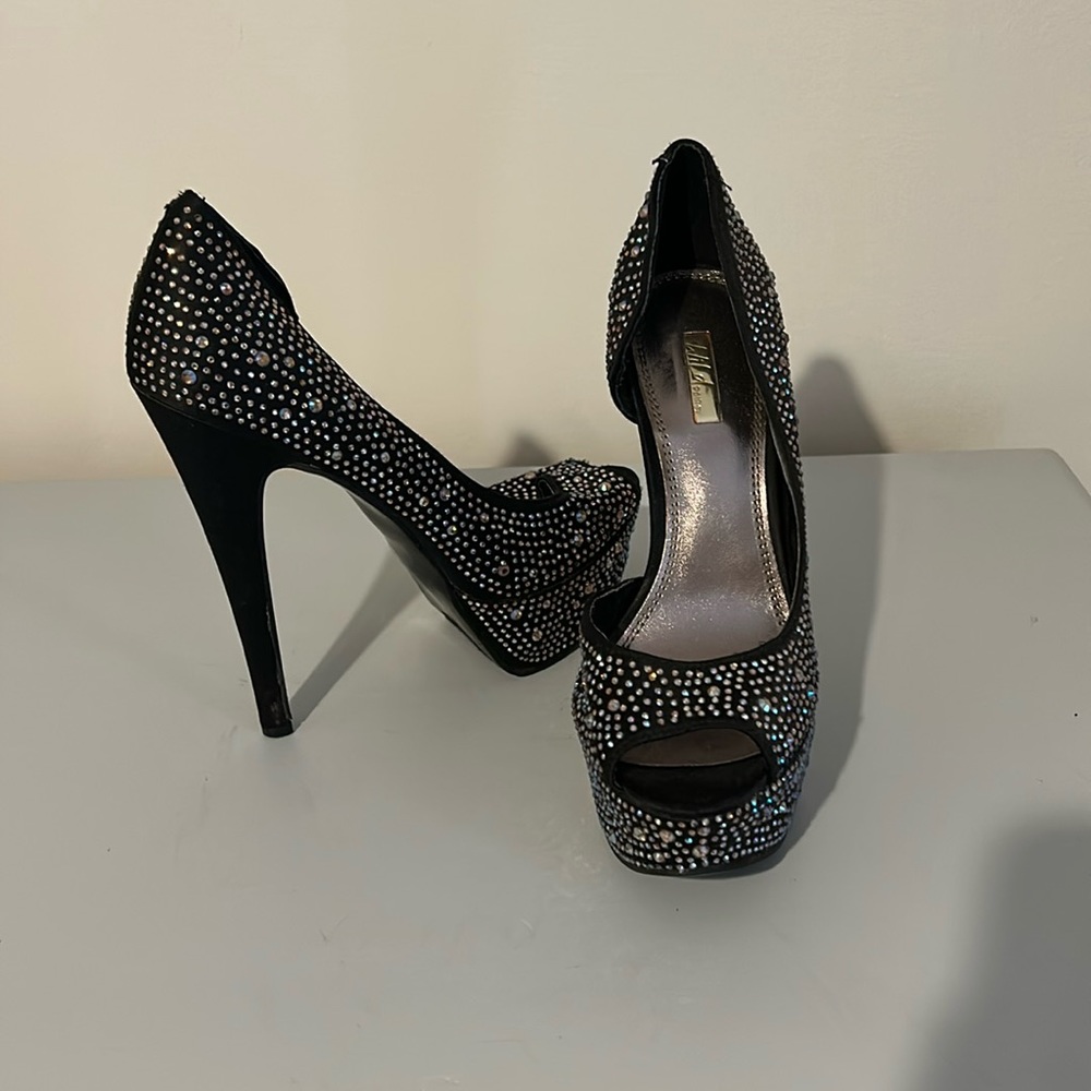 EUC wild pair rhinestone heels